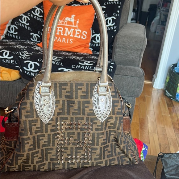 Authentic Fendi Brown and Tan Satchel with Iconic Monogram - Picture 1 of 17